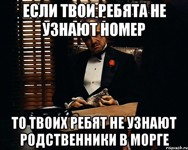 если твои ребята не узнают номер то твоих ребят не узнают родственники в морге, Мем Дон Вито Корлеоне