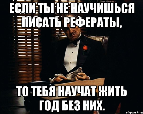 Если ты не научишься писать рефераты, то тебя научат жить год без них., Мем Дон Вито Корлеоне