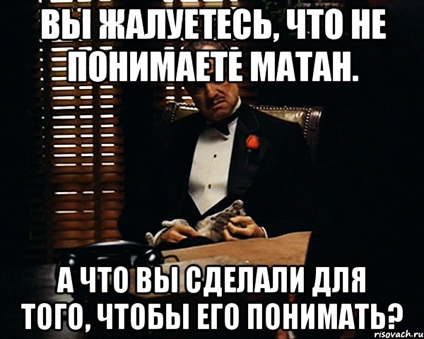 Вы жалуетесь, что не понимаете матан. А что вы сделали для того, чтобы его понимать?, Мем Дон Вито Корлеоне