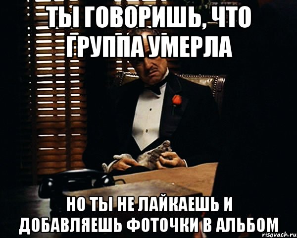 Ты говоришь, что группа умерла Но ты не лайкаешь и добавляешь фоточки в альбом, Мем Дон Вито Корлеоне