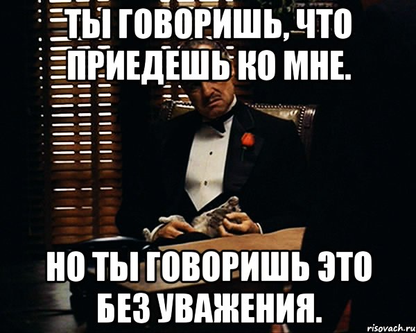 Ты говоришь, что приедешь ко мне. Но ты говоришь это без уважения., Мем Дон Вито Корлеоне