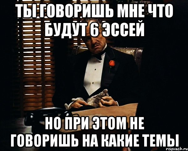 ты говоришь мне что будут 6 эссей но при этом не говоришь на какие темы, Мем Дон Вито Корлеоне