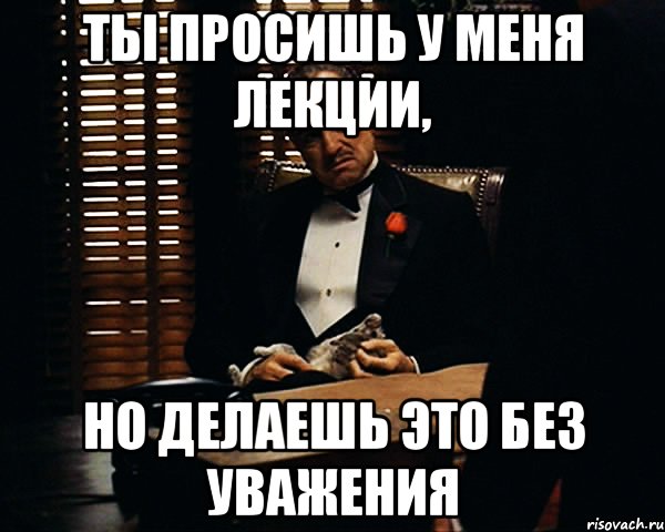 ты просишь у меня лекции, но делаешь это без уважения, Мем Дон Вито Корлеоне