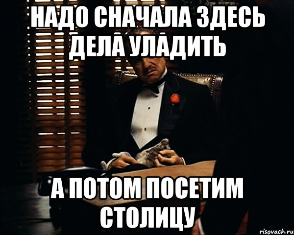 НАДО СНАЧАЛА ЗДЕСЬ ДЕЛА УЛАДИТЬ А ПОТОМ ПОСЕТИМ СТОЛИЦУ, Мем Дон Вито Корлеоне