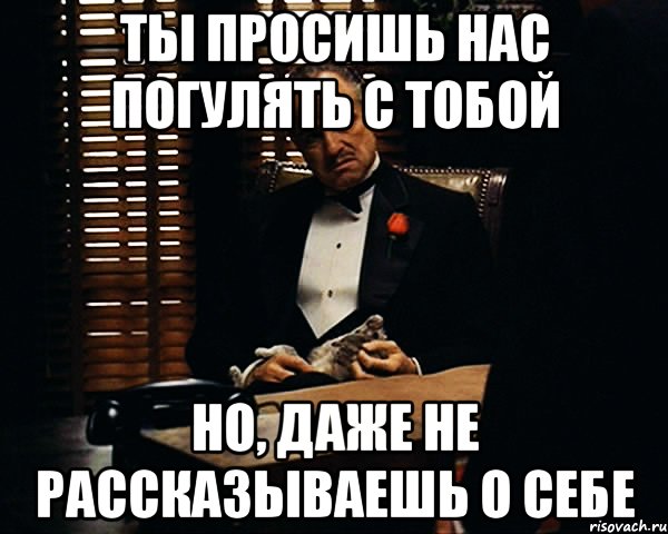 ты просишь нас погулять с тобой но, даже не рассказываешь о себе, Мем Дон Вито Корлеоне