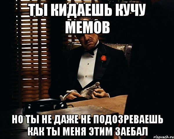 Ты кидаешь кучу мемов Но ты не даже не подозреваешь как ты меня этим заебал, Мем Дон Вито Корлеоне