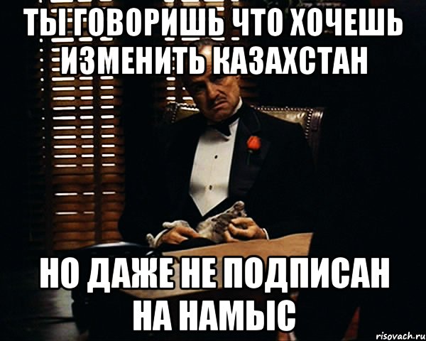 Ты говоришь что хочешь изменить Казахстан Но даже не подписан на Намыс, Мем Дон Вито Корлеоне