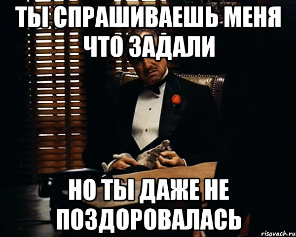 ты спрашиваешь меня что задали но ты даже не поздоровалась, Мем Дон Вито Корлеоне