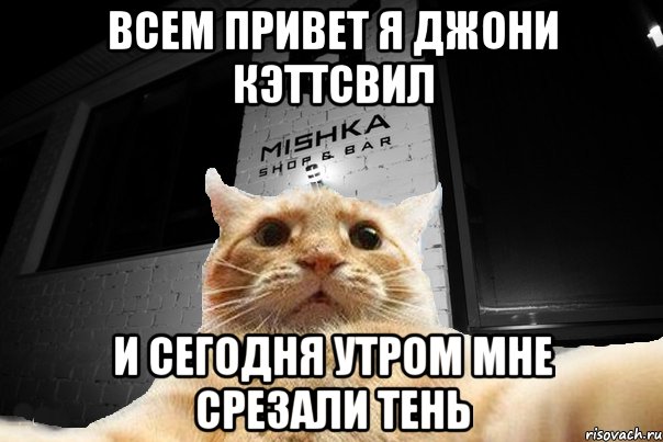 всем привет я джони кэттсвил и сегодня утром мне срезали тень, Мем   Джонни Кэтсвилл