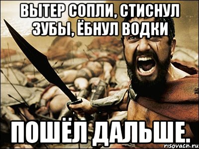 ВЫТЕР СОПЛИ, СТИСНУЛ ЗУБЫ, ЁБНУЛ ВОДКИ ПОШЁЛ ДАЛЬШЕ., Мем Это Спарта