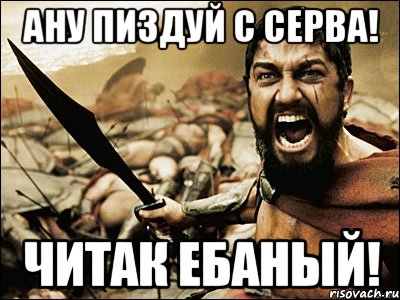 АНУ ПИЗДУЙ С СЕРВА! ЧИТАК ЕБАНЫЙ!, Мем Это Спарта