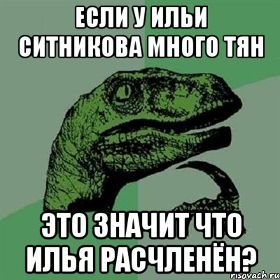 Если у Ильи Ситникова много тян Это значит что Илья расчленён?, Мем Филосораптор