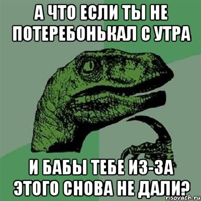 а что если ты не потеребонькал с утра и бабы тебе из-за этого снова не дали?, Мем Филосораптор