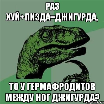 Раз Хуй+Пизда=Джигурда, то у гермафродитов между ног Джигурда?, Мем Филосораптор