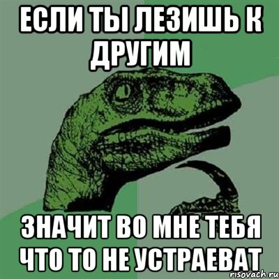 Если ты лезишь к другим Значит во мне тебя что то не устраеват, Мем Филосораптор