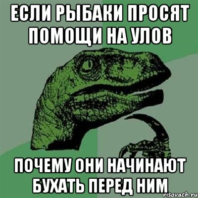 Если рыбаки просят помощи на улов Почему они начинают бухать перед ним, Мем Филосораптор