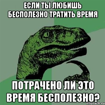 Если ты любишь бесполезно тратить время потрачено ли это время бесполезно?, Мем Филосораптор