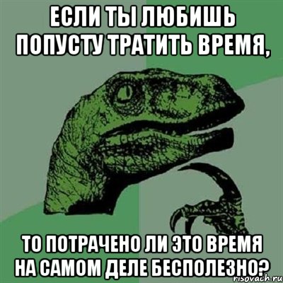 Если ты любишь попусту тратить время, то потрачено ли это время на самом деле бесполезно?, Мем Филосораптор