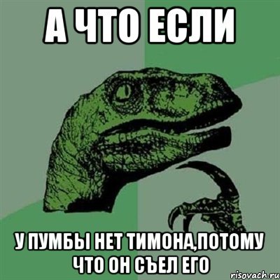 А что если у пумбы нет тимона,потому что он съел его, Мем Филосораптор