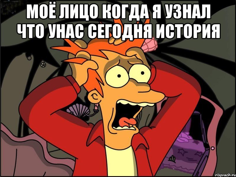 МОЁ ЛИЦО КОГДА Я УЗНАЛ ЧТО УНАС СЕГОДНЯ ИСТОРИЯ , Мем Фрай в панике