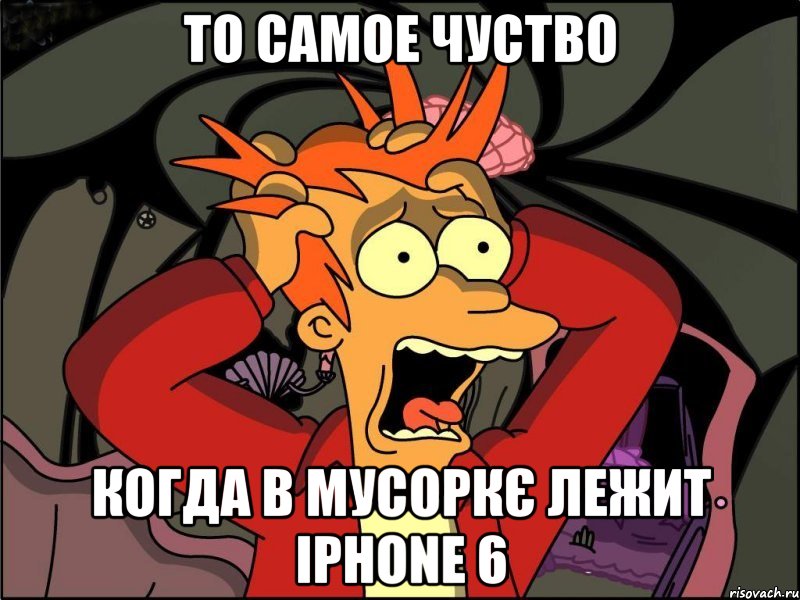 ТО САМОЕ ЧУСТВО КОГДА В МУСОРКЄ ЛЕЖИТ iPhone 6, Мем Фрай в панике