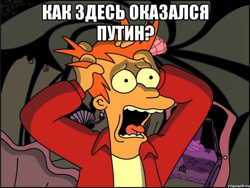 Как здесь оказался Путин? , Мем Фрай в панике