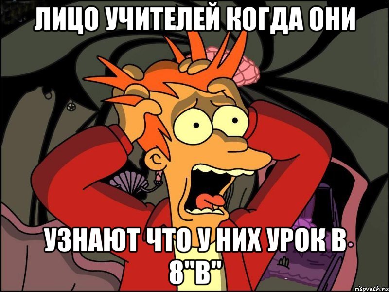 Лицо учителей когда они узнают что у них урок в 8"В", Мем Фрай в панике