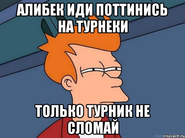 Алибек иди поттинись на турнеки только турник не сломай, Мем  Фрай (мне кажется или)