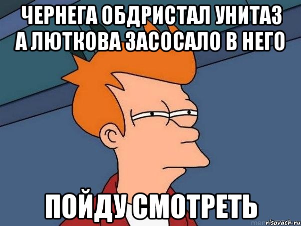 Чернега обдристал унитаз а люткова засосало в него Пойду смотреть, Мем  Фрай (мне кажется или)