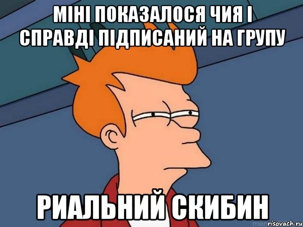 Міні показалося чия і справді підписаний на Групу Риальний Скибин, Мем  Фрай (мне кажется или)