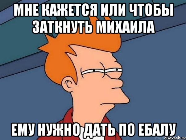 мне кажется или чтобы заткнуть михаила ему нужно дать по ебалу, Мем  Фрай (мне кажется или)