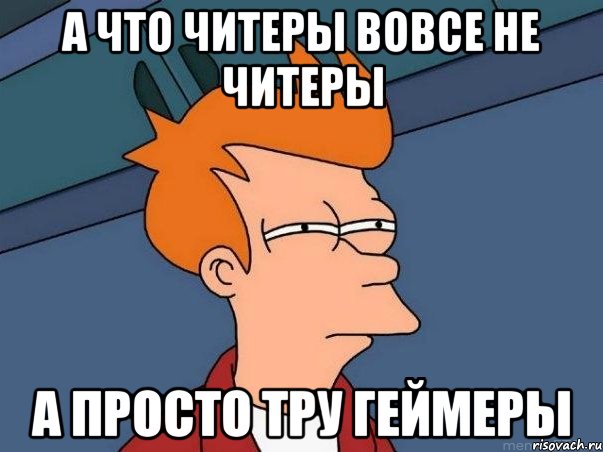 а что читеры вовсе не читеры а просто тру геймеры, Мем  Фрай (мне кажется или)