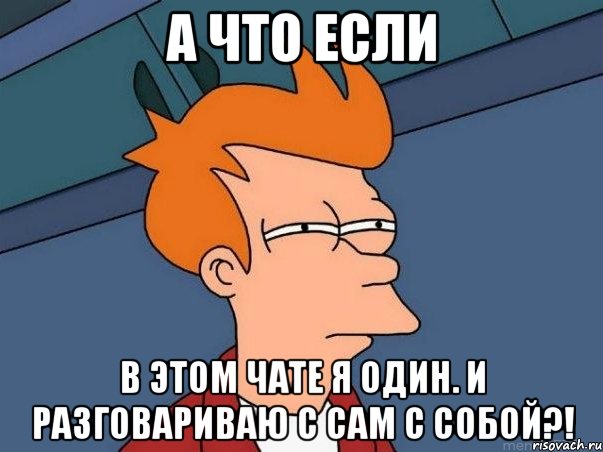 А что если В этом чате я один. И разговариваю с сам с собой?!, Мем  Фрай (мне кажется или)