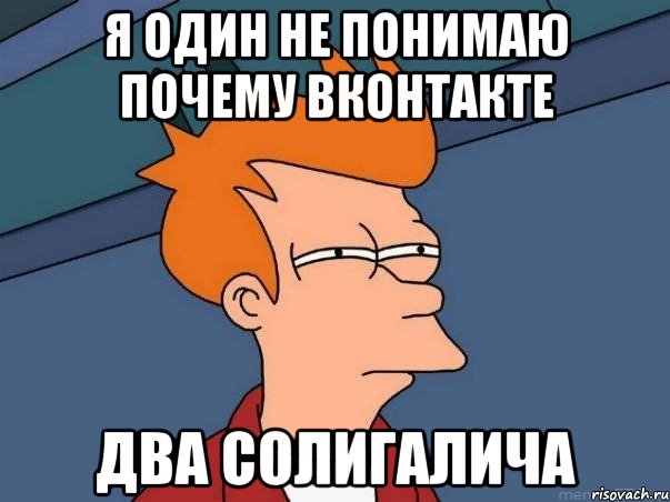 я один не понимаю почему вконтакте два солигалича, Мем  Фрай (мне кажется или)