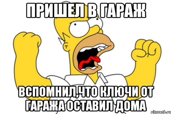 пришел в гараж вспомнил,что ключи от гаража оставил дома, Мем Разъяренный Гомер