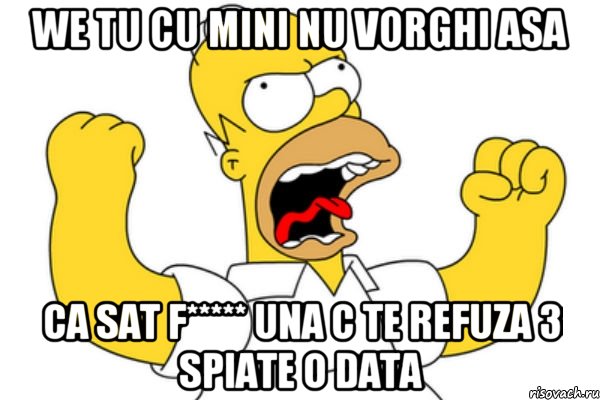 we tu cu mini nu vorghi asa ca sat f***** una c te refuza 3 spiate o data, Мем Разъяренный Гомер