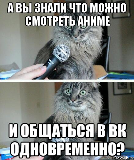 А вы знали что можно смотреть аниме и общаться в вк одновременно?, Комикс  кот с микрофоном