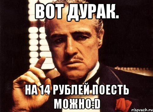 Вот дурак. на 14 рублей поесть можно:D, Мем крестный отец