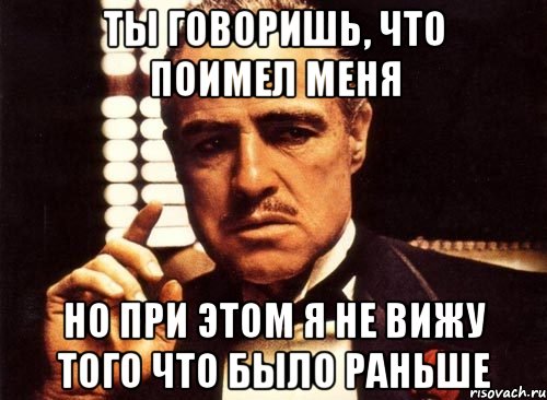 Ты говоришь, что поимел меня но при этом я не вижу того что было раньше, Мем крестный отец