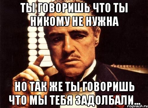 Ты говоришь что ты никому не нужна но так же ты говоришь что мы тебя задолбали..., Мем крестный отец