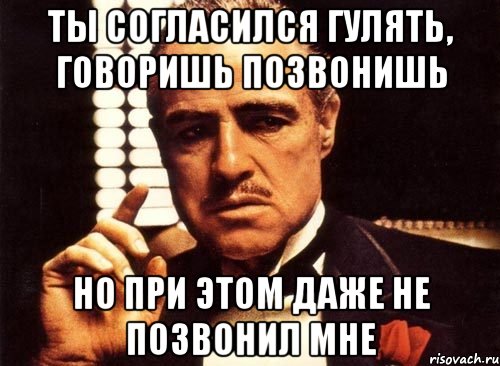 Ты согласился гулять, говоришь позвонишь но при этом даже не позвонил мне, Мем крестный отец