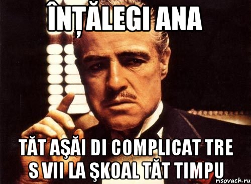 înţălegi ana tăt aşăi di complicat tre s vii la şkoal tăt timpu, Мем крестный отец