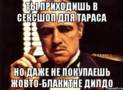 Ты приходишь в сексшоп для Тараса но даже не покупаешь жовто-блакитне дилдо, Мем крестный отец