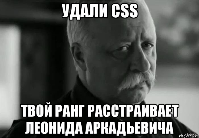 УДАЛИ CSS ТВОЙ РАНГ РАССТРАИВАЕТ ЛЕОНИДА АРКАДЬЕВИЧА, Мем Не расстраивай Леонида Аркадьевича