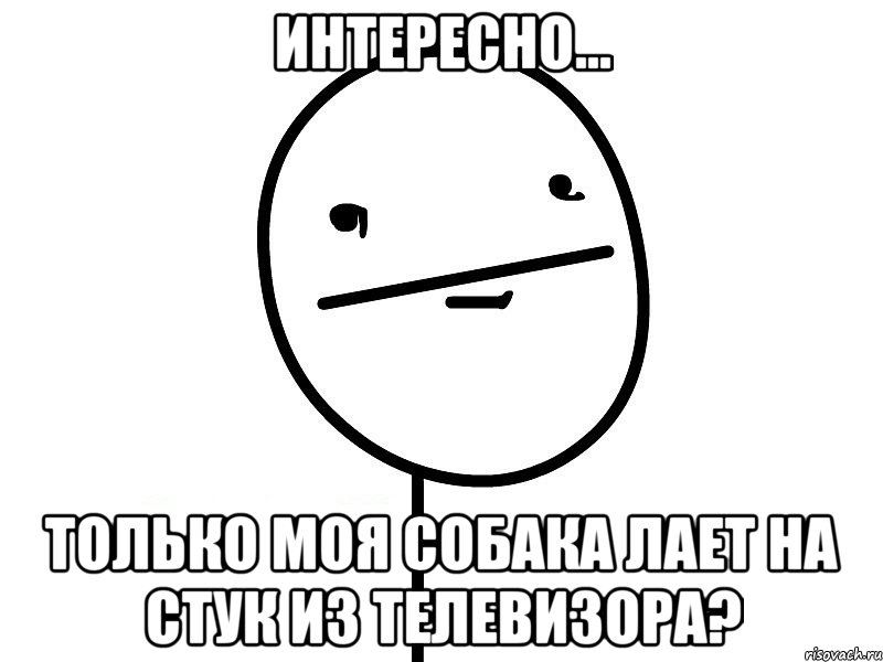 Интересно... только моя собака лает на стук из телевизора?, Мем Покерфэйс