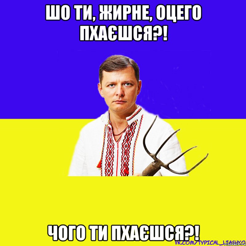 шо ти, жирне, оцего пхаєшся?! Чого ти пхаєшся?!