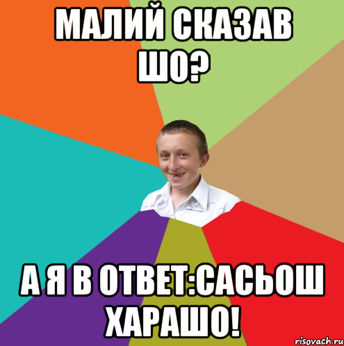 малий сказав шо? а я в ответ:сасьош харашо!, Мем  малый паца