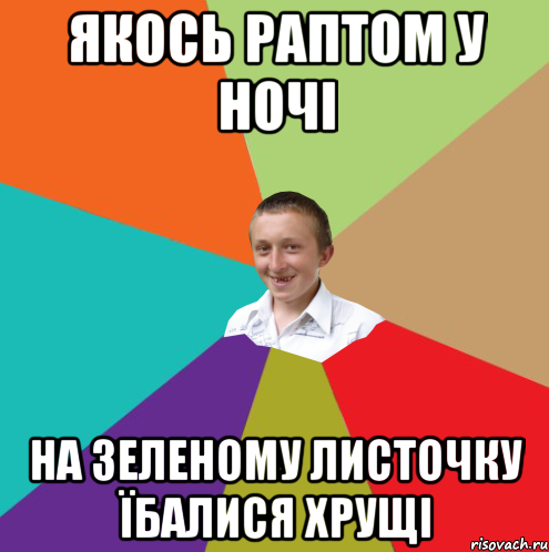 якось раптом у ночі на зеленому листочку їбалися хрущі, Мем  малый паца