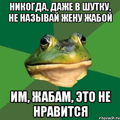 никогда, даже в шутку, не называй жену жабой им, жабам, это не нравится, Мем  Мерзкая жаба