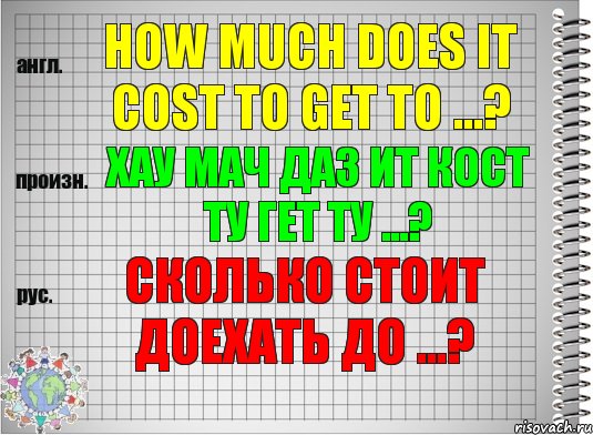 How much does it cost to get to ...? хау мач даз ит кост ту гет ту ...? Сколько стоит доехать до ...?, Комикс  Перевод с английского